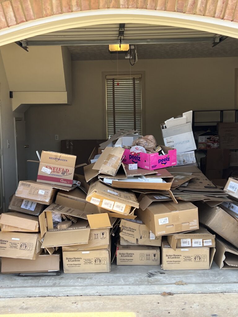 Garage with boxes